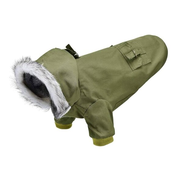 WINDPROOF DOG WINTER COAT HOODED TRENCH COAT DOG JACKET WARM DOG VEST 13-20 LBS - Picture 3 of 4